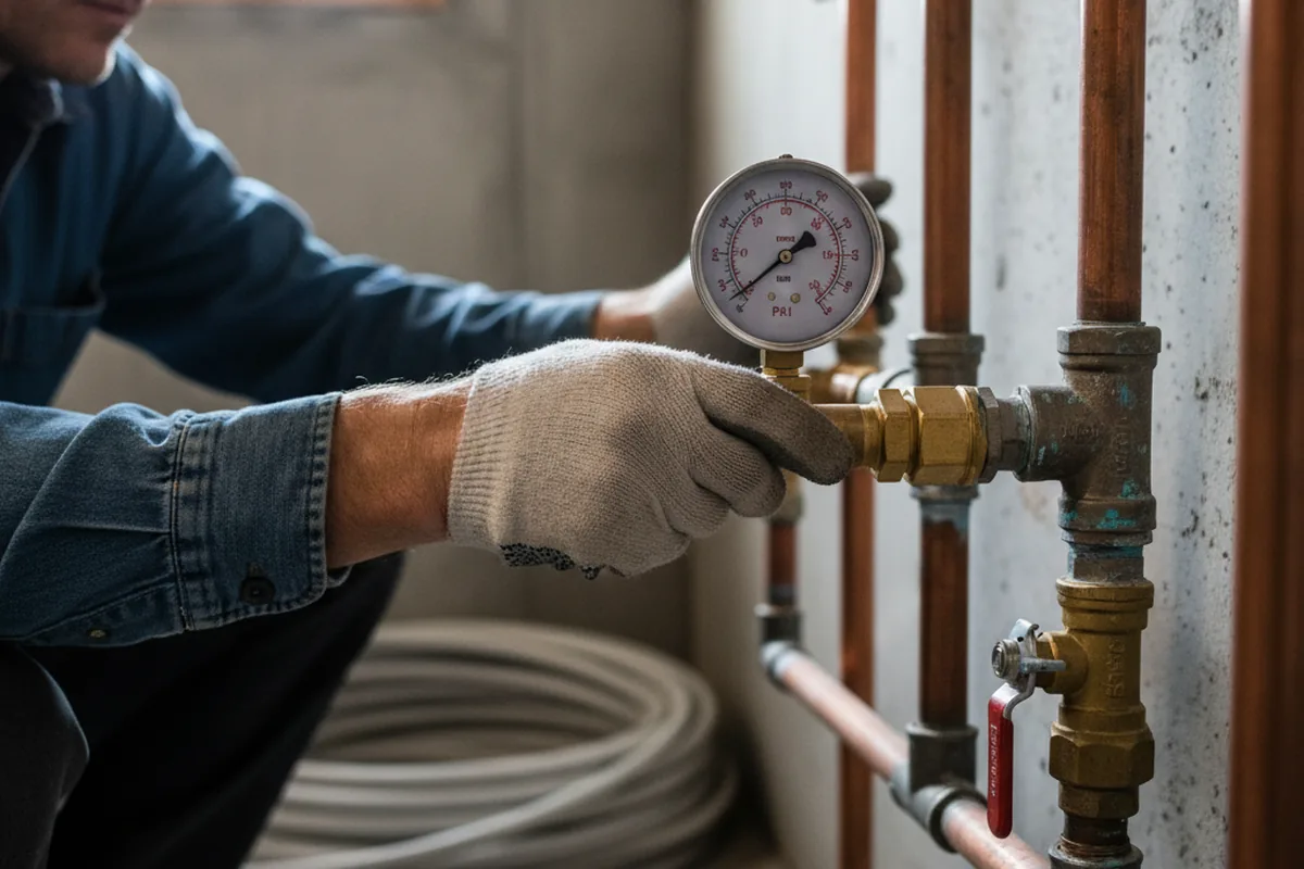 Pressure testing a repaired line during Water Line Repair in Cobb